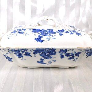 John Maddock and Sons Flow Blue Covered Casserole Dish in Virginnia # 26338
